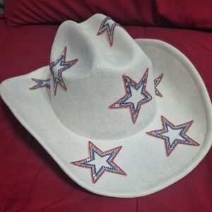 White Cowboy Hat with Star Embellishments
